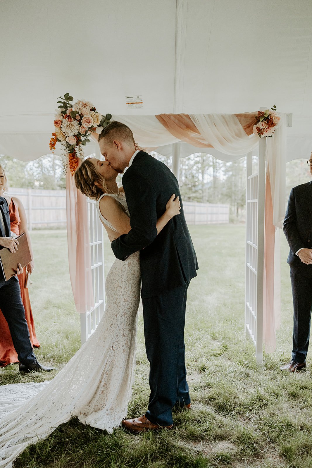 A wedding ceremony at a Maine wedding venue
