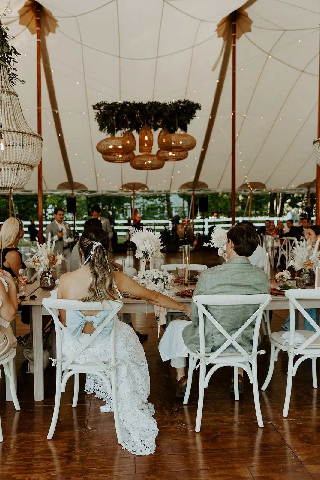 A wedding reception at Skyline Farm