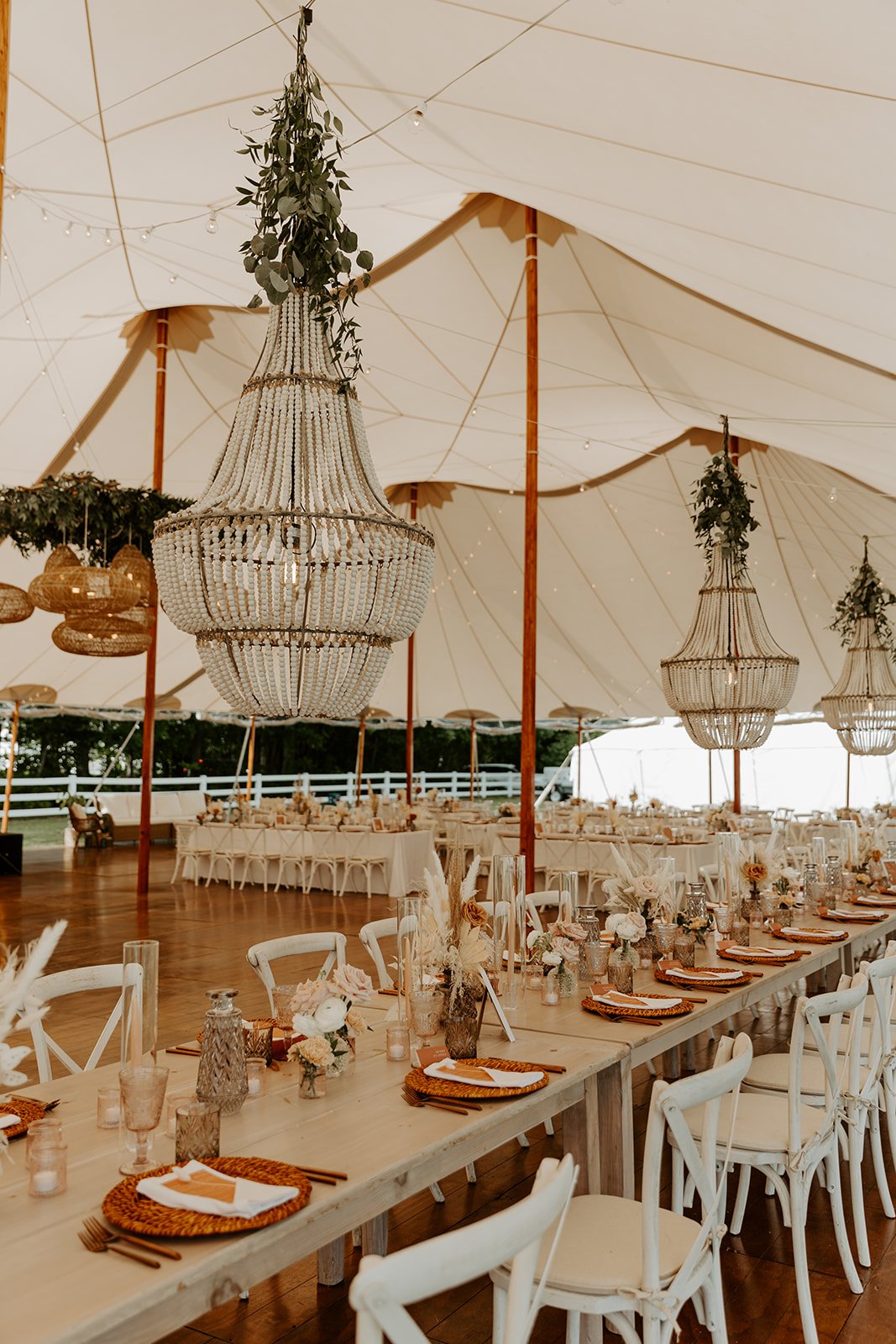 A wedding reception at Skyline Farm