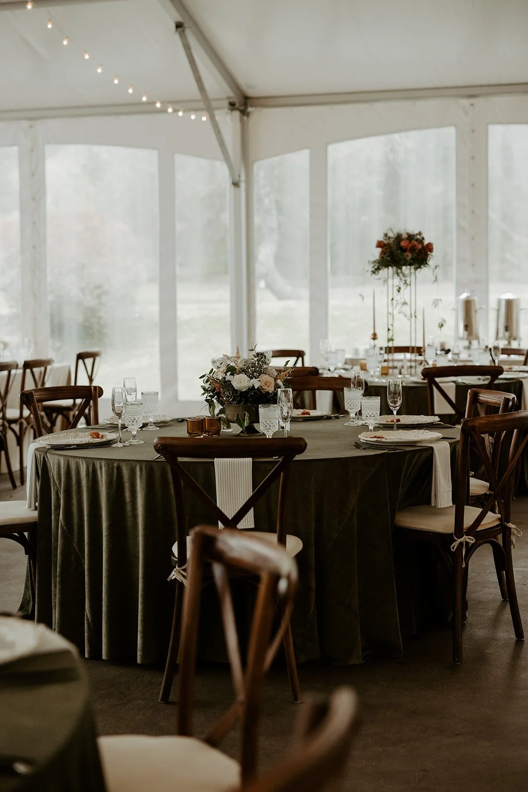 A fall wedding reception at Farm Road Estate