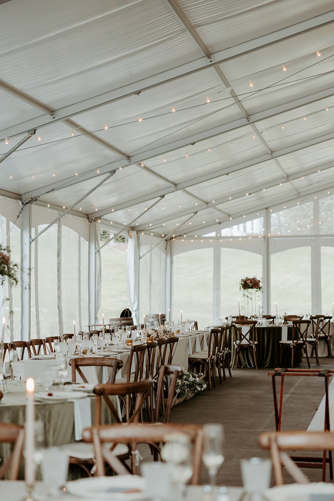 A fall wedding reception at Farm Road Estate