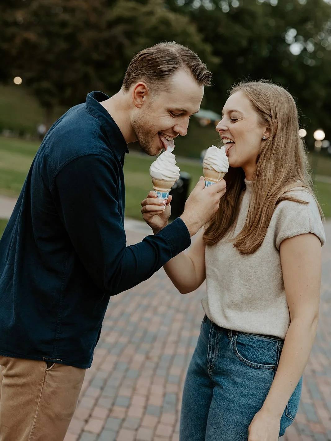 Feeling like summer, looking like fall! I had the best time roaming around Boston with Brendan &amp; Rachel for their engagement photos the other week, hitting all the best spots and grabbing ice cream along the way 🍦Counting down until their weddin