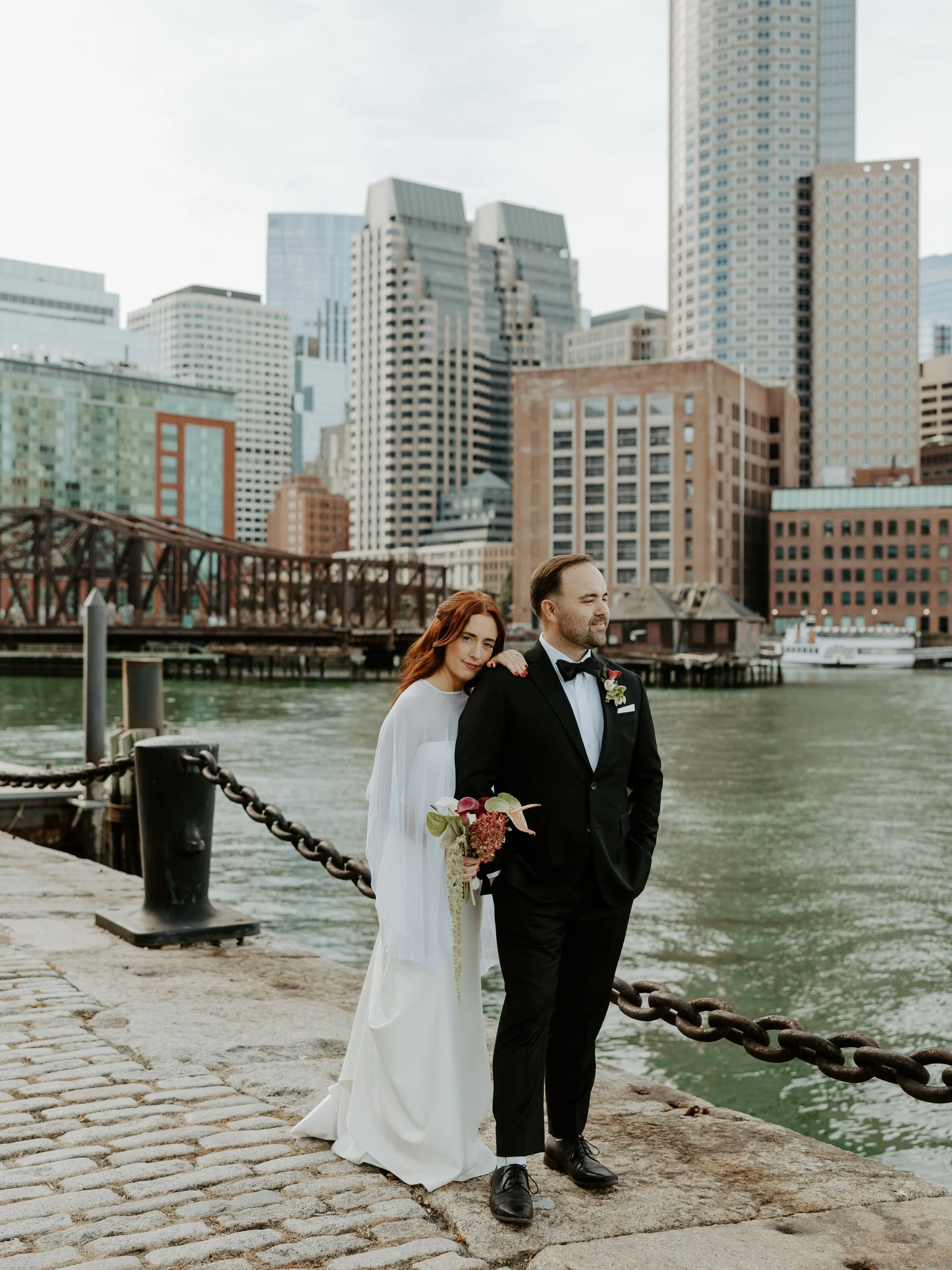 Lauren &amp; Pete had such a beautiful wedding last weekend at @woodshillpier4 with the most iconic dance floor, delicious food, and amazing city views! We had over an hour to walk around Seaport for portraits which is basically a photographer&rsquo;