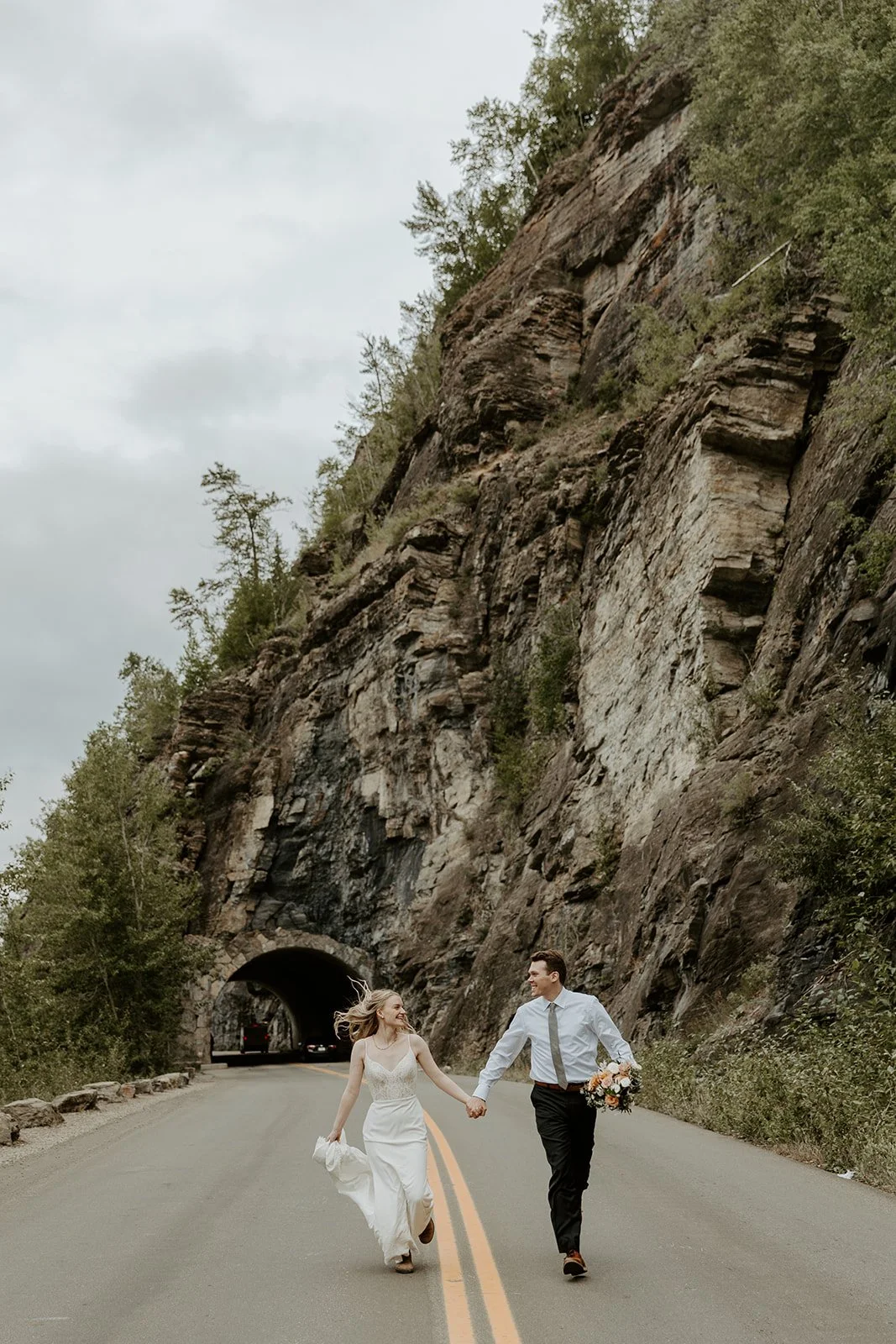 A bride and groom at Glacier National Park