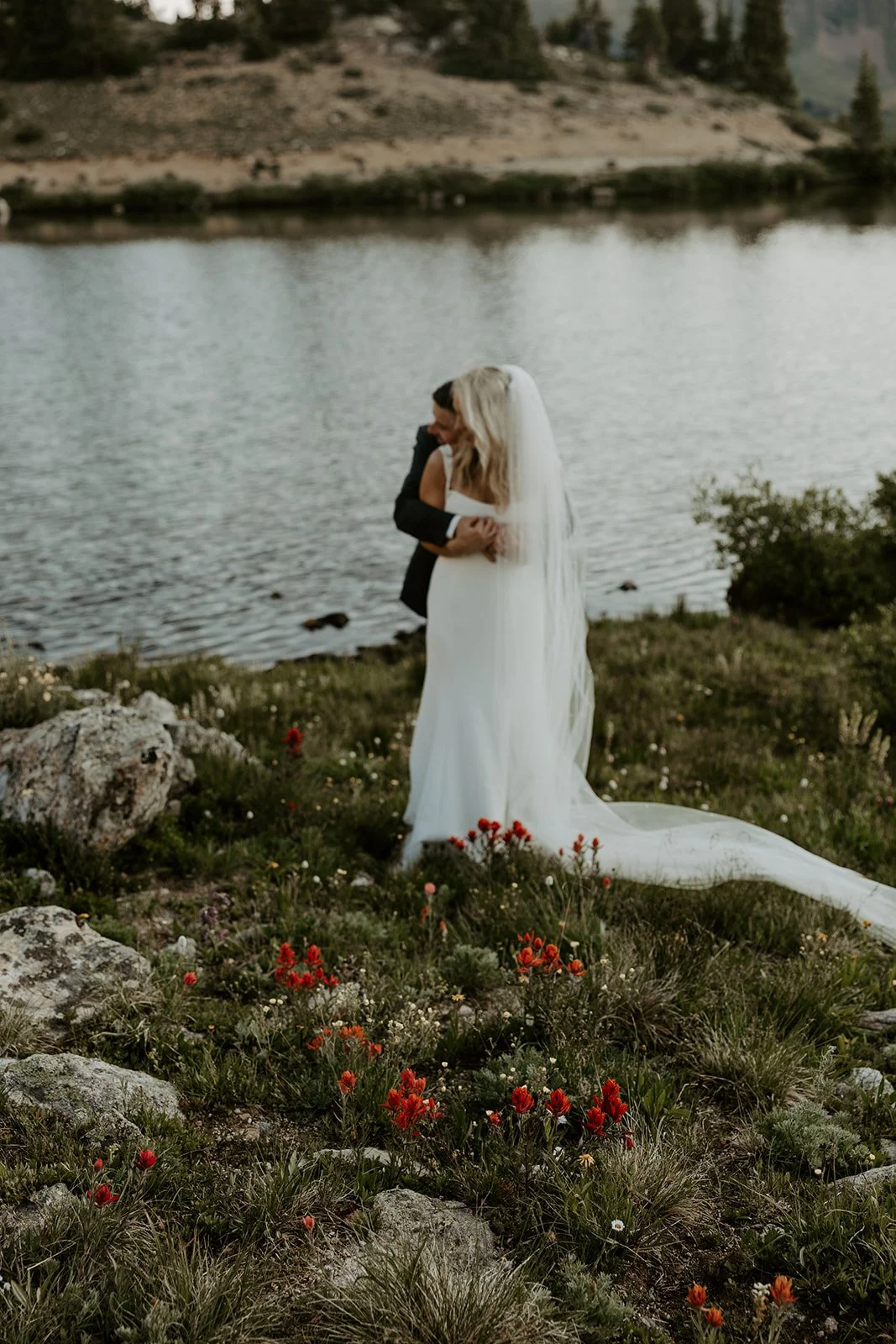 A bride and groom at their elopement location