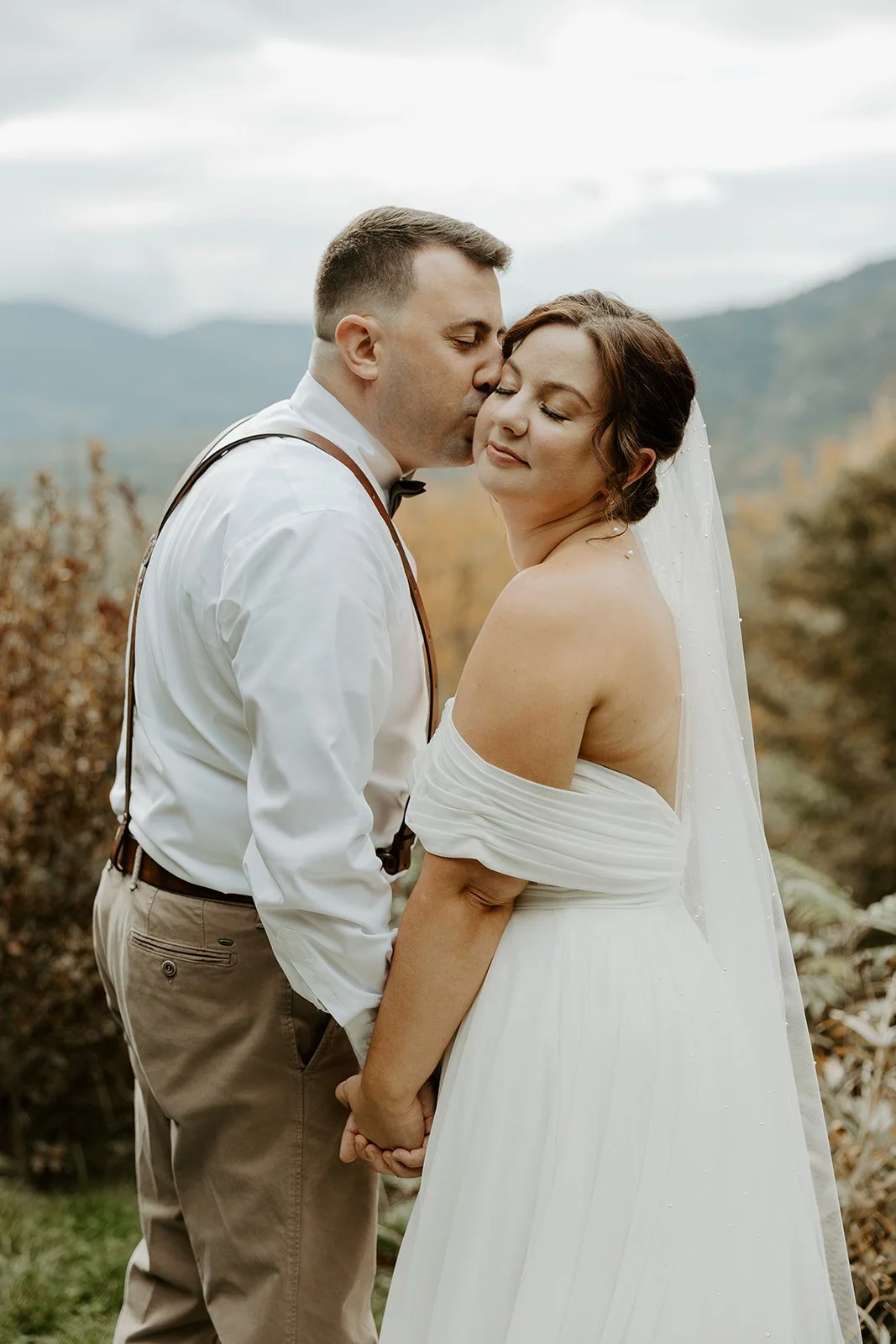 A bride and groom at their New Hampshire elopement location