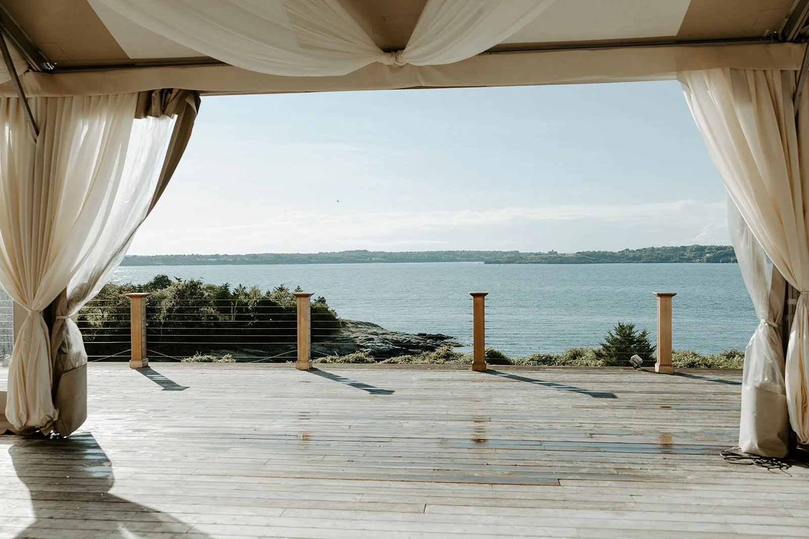 A summer wedding ceremony setup