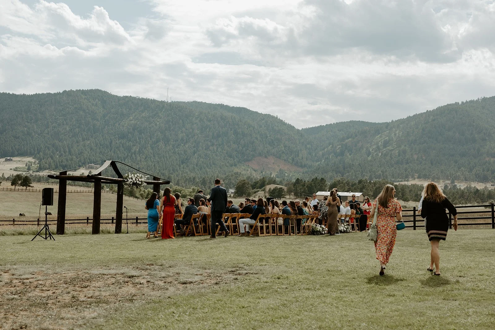 Wedding guests at a destination wedding ceremony