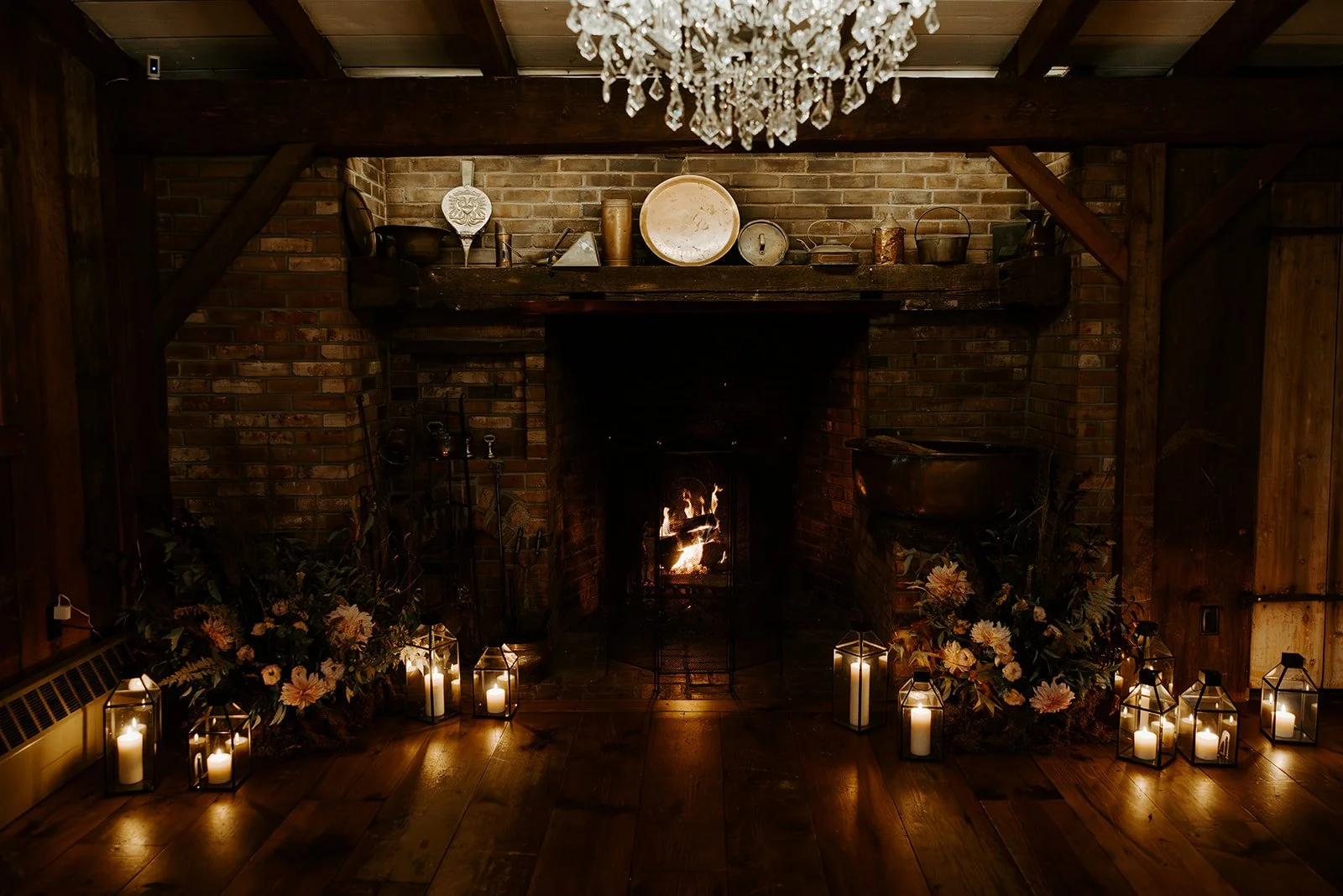 A fireplace at Farm Road Estate