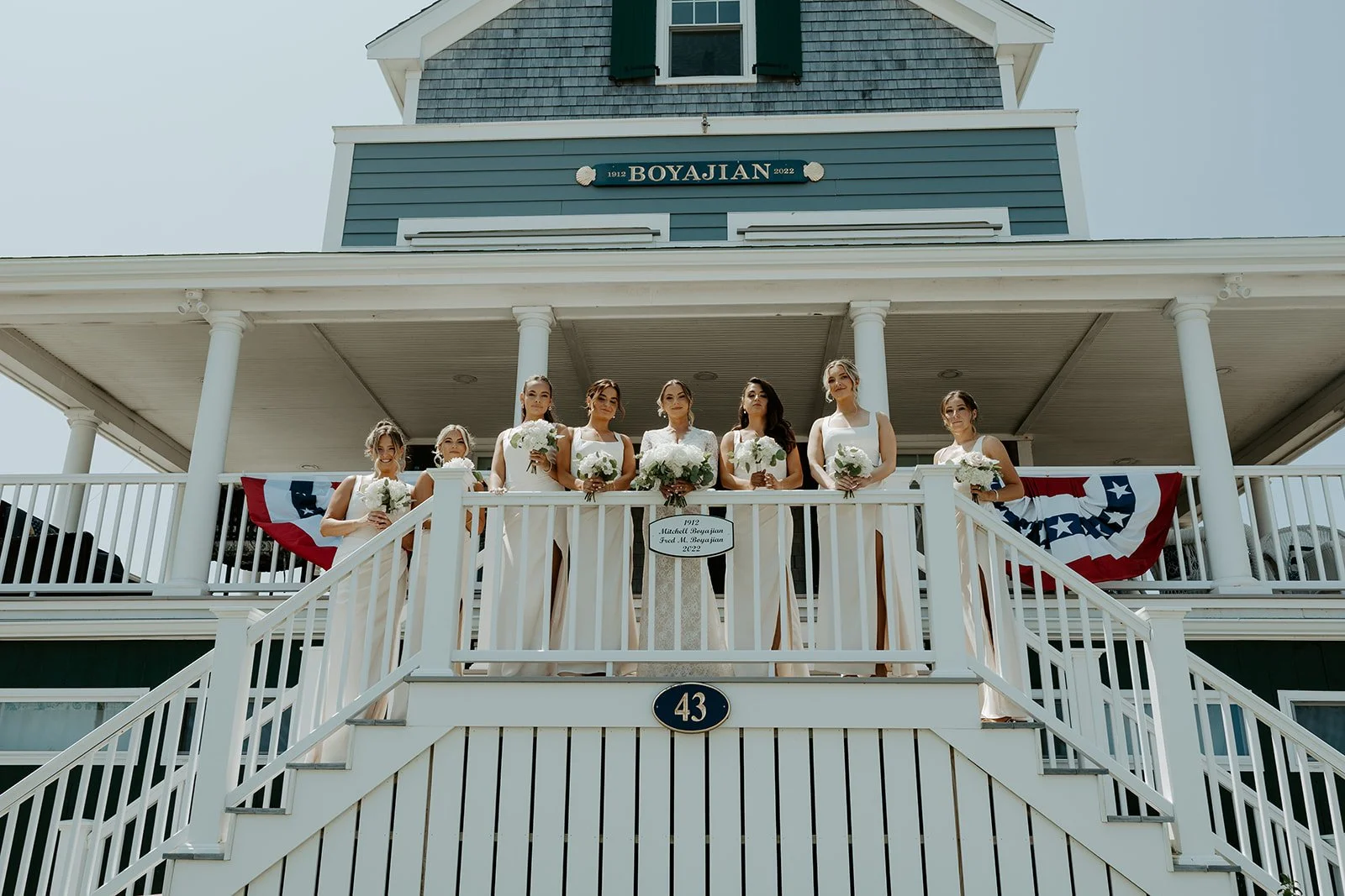 A bridal party taking photos for a Boston wedding