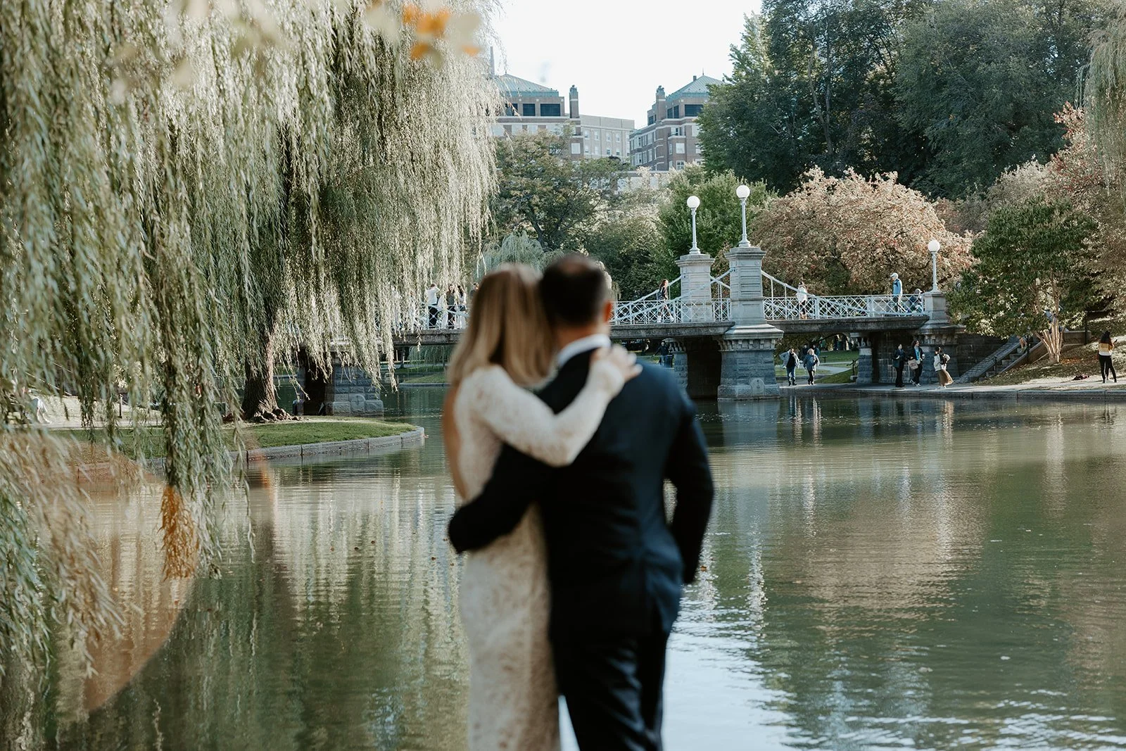 A couple posing for boston elopement photos