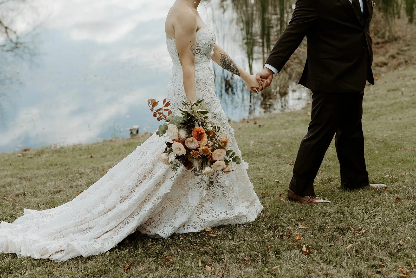 A bride's fall wedding dress