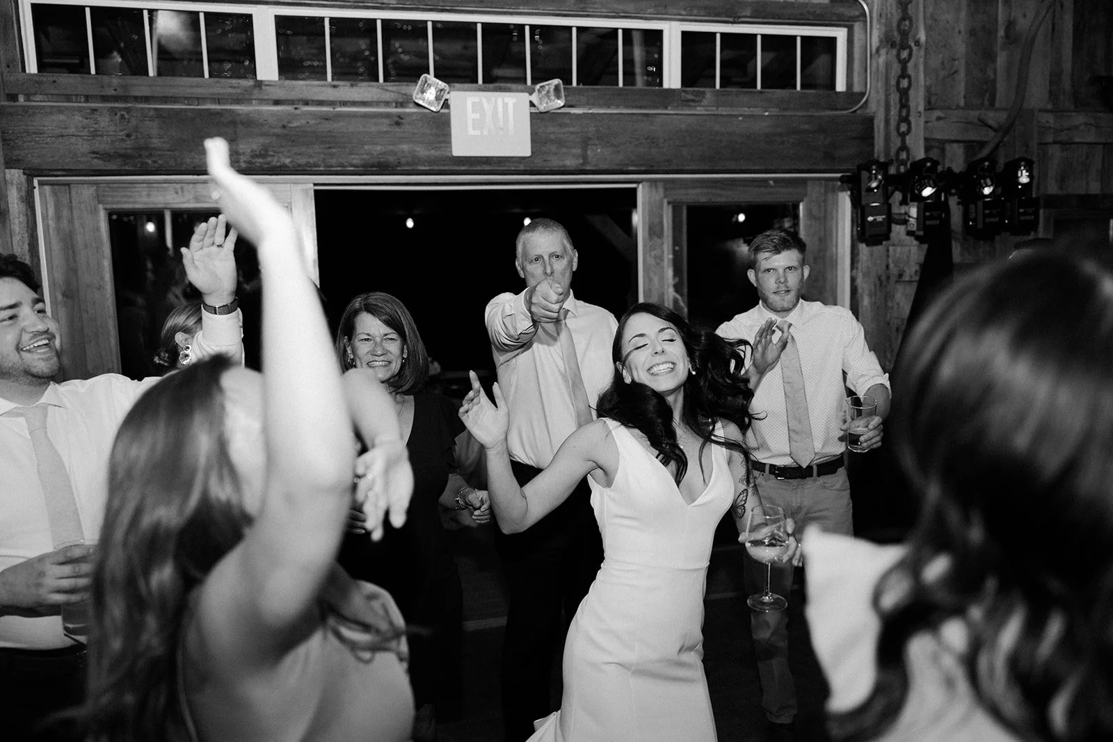 A bride dancing at her wedding reception