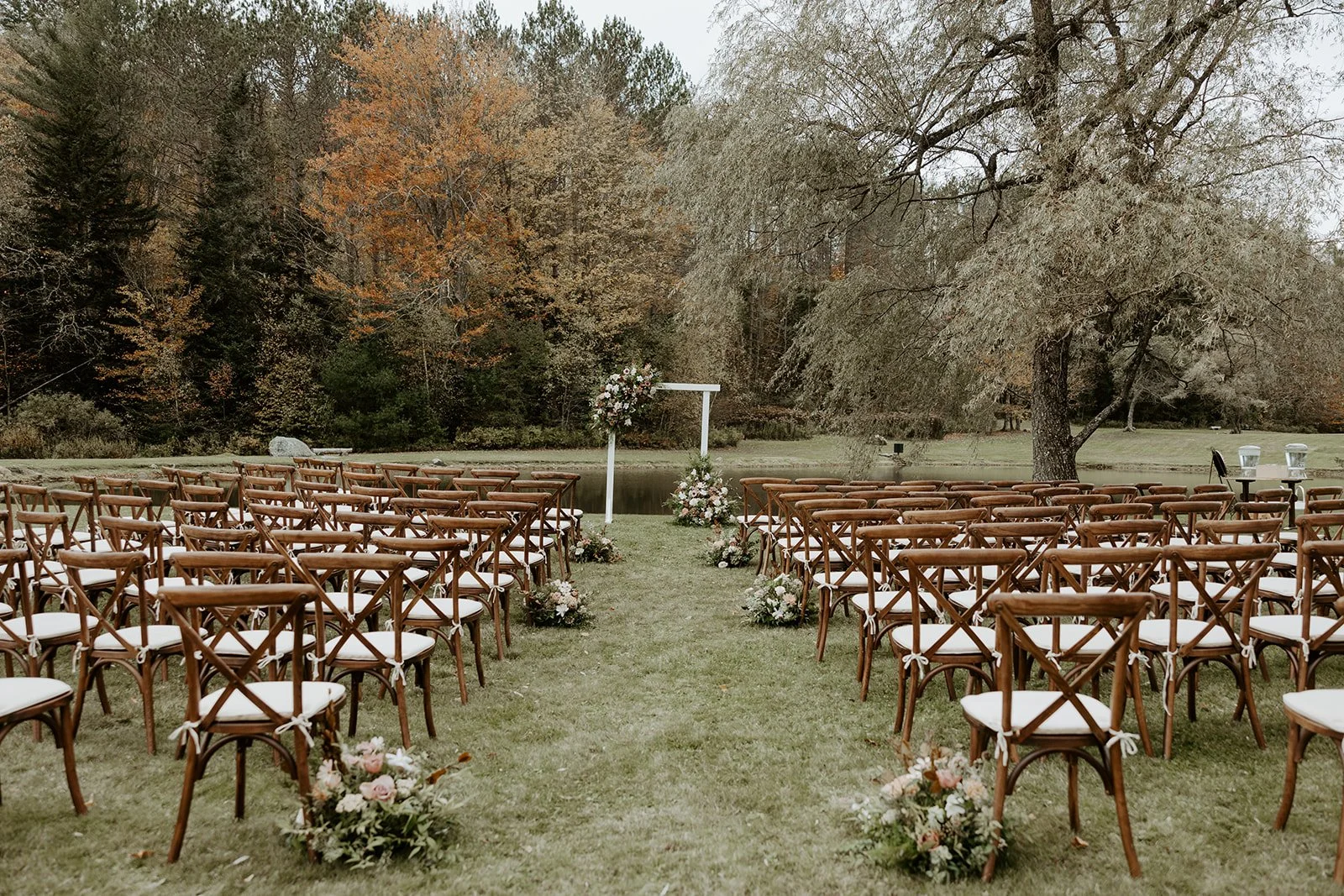 A fall wedding ceremony at Farm Road Estate