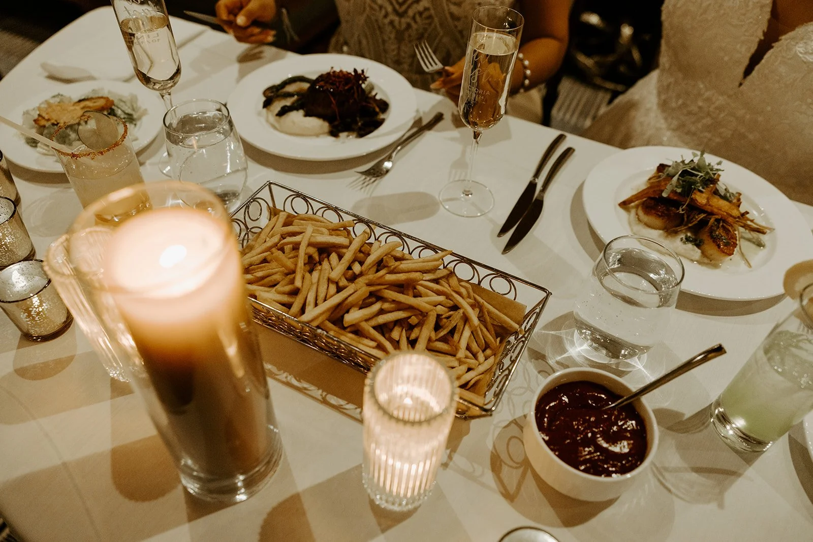 French fries at a wedding table