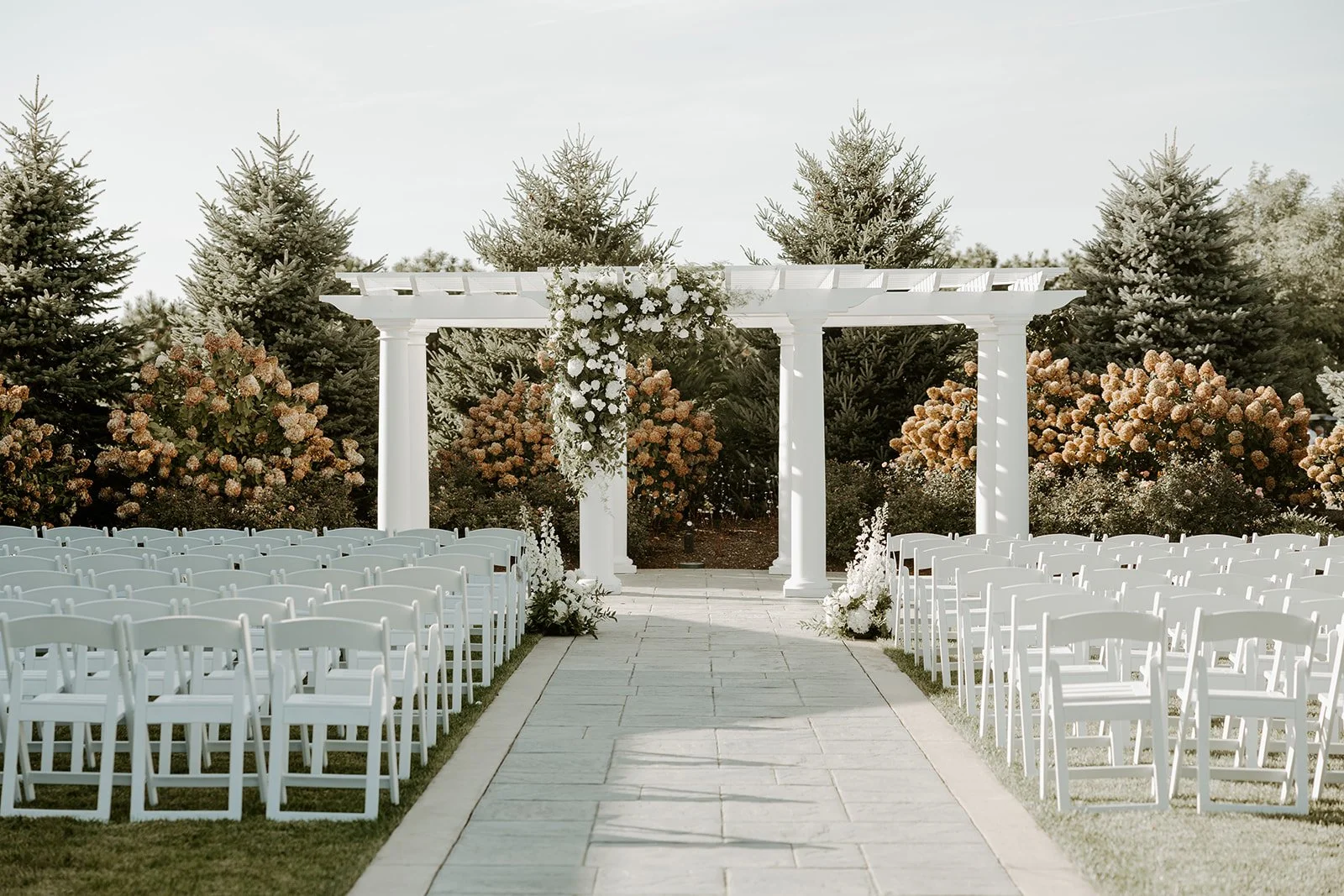 A wedding ceremony setup at Waverly Oaks