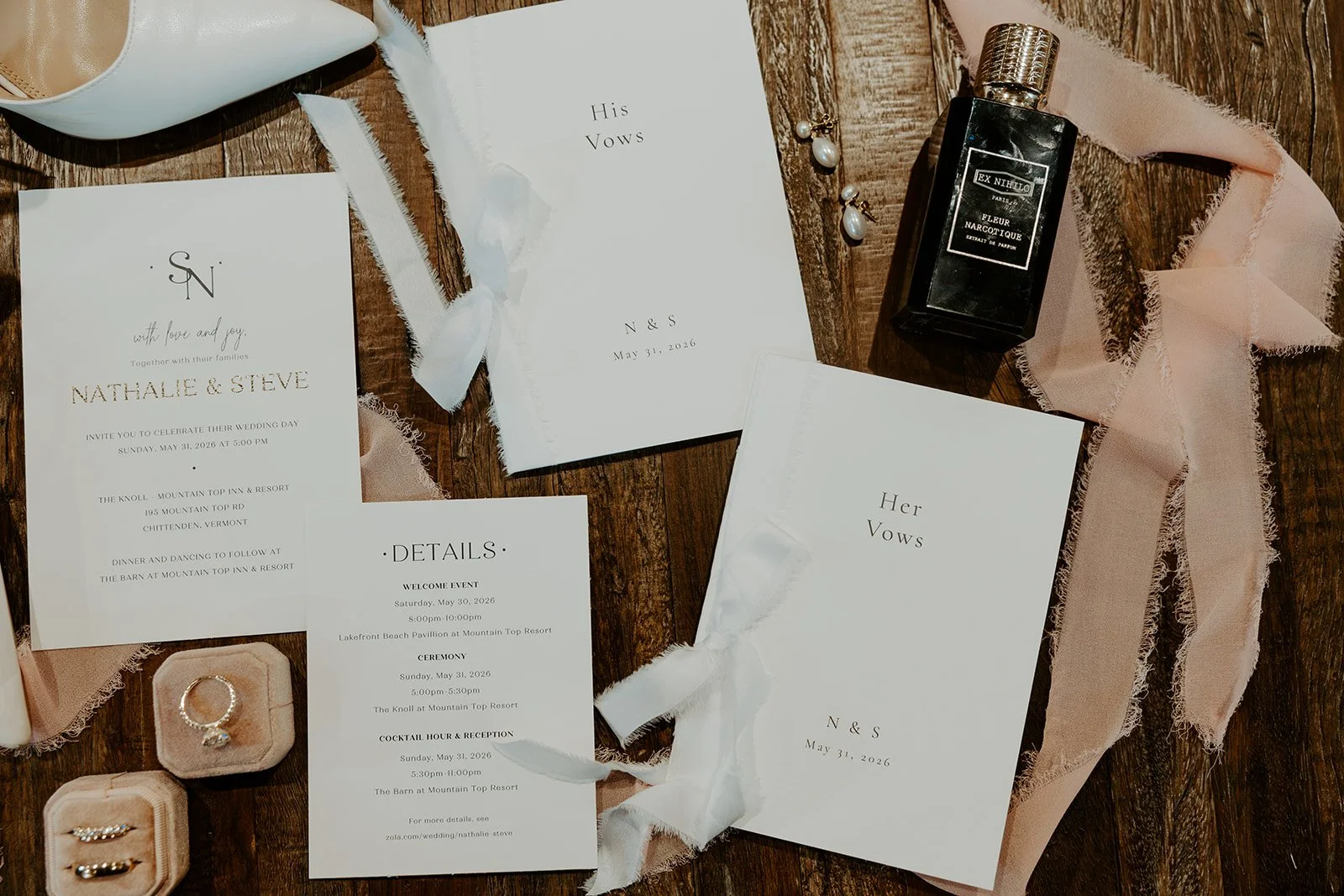 A wedding flat lay taken by a Boston Wedding photographer