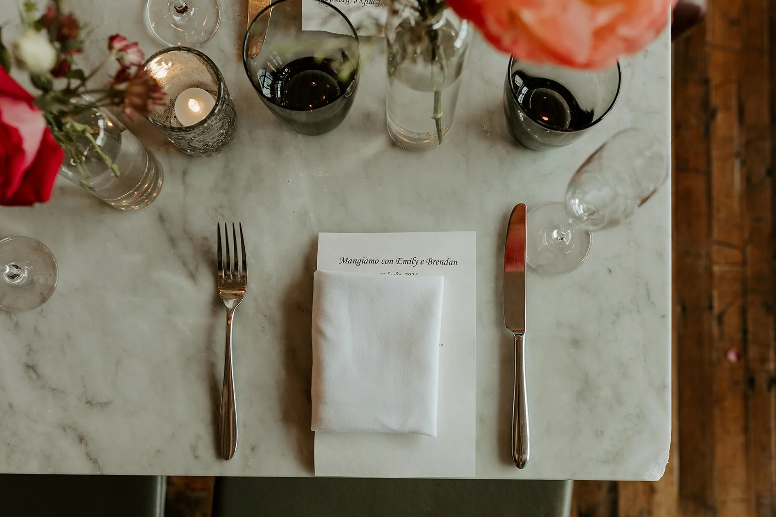 A wedding menu on a wedding table