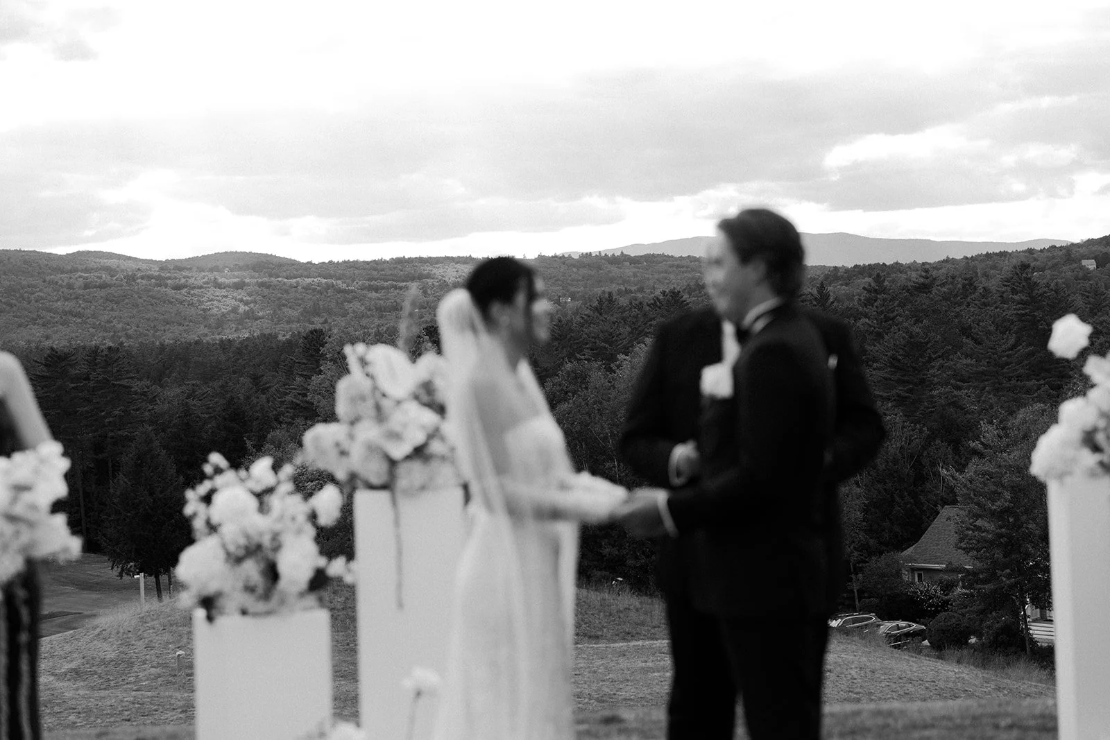 A bride and groom during their ceremony after completing their wedding planning checklist