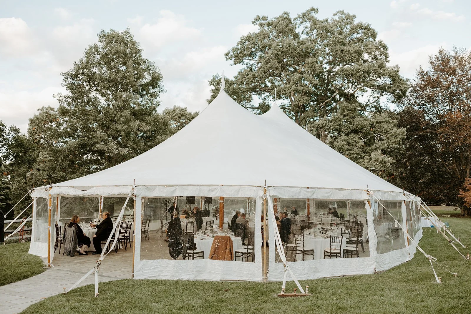 A tented wedding reception at the bradley estate