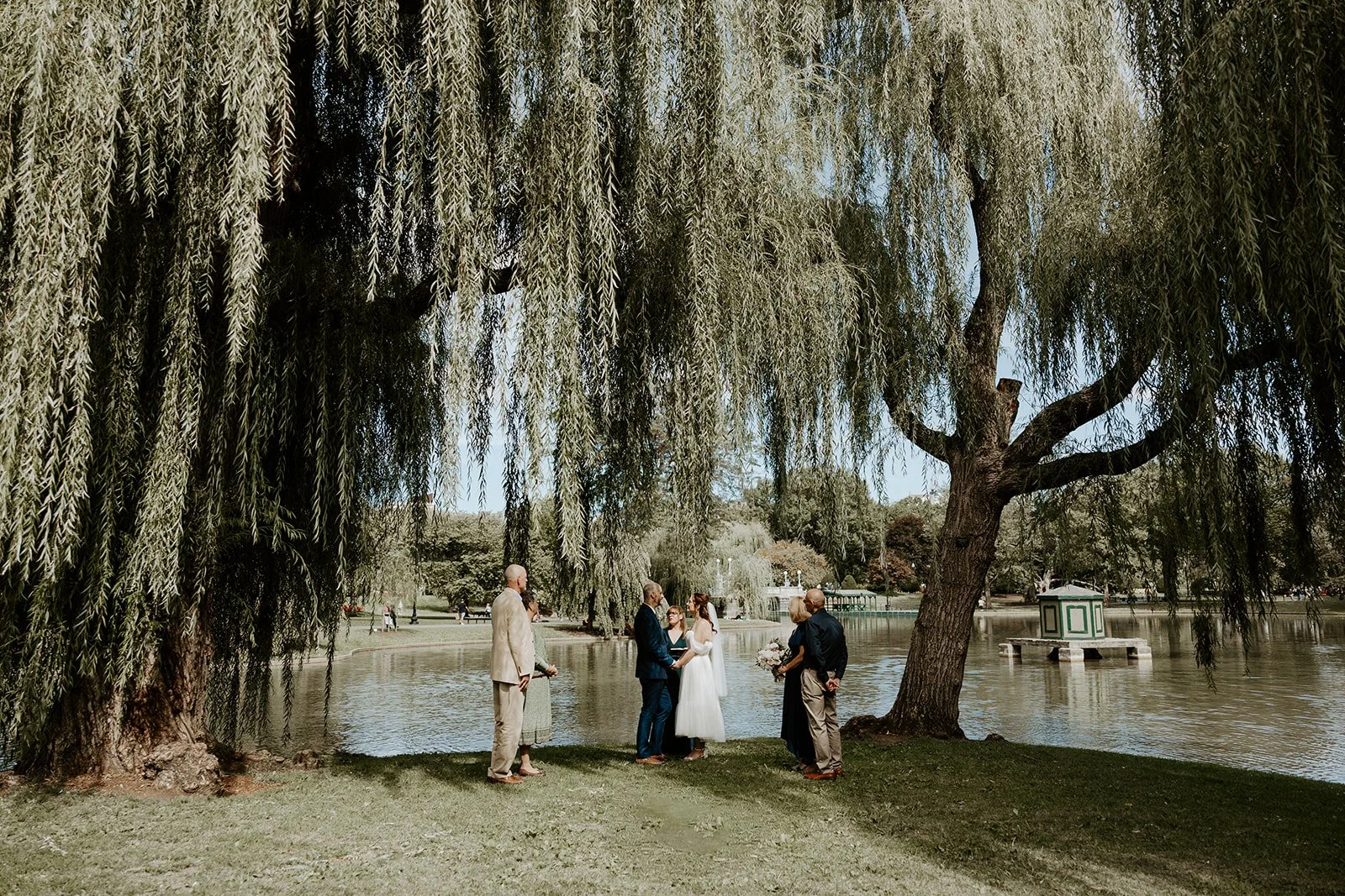 a wedding ceremony at Boston Public Garden
