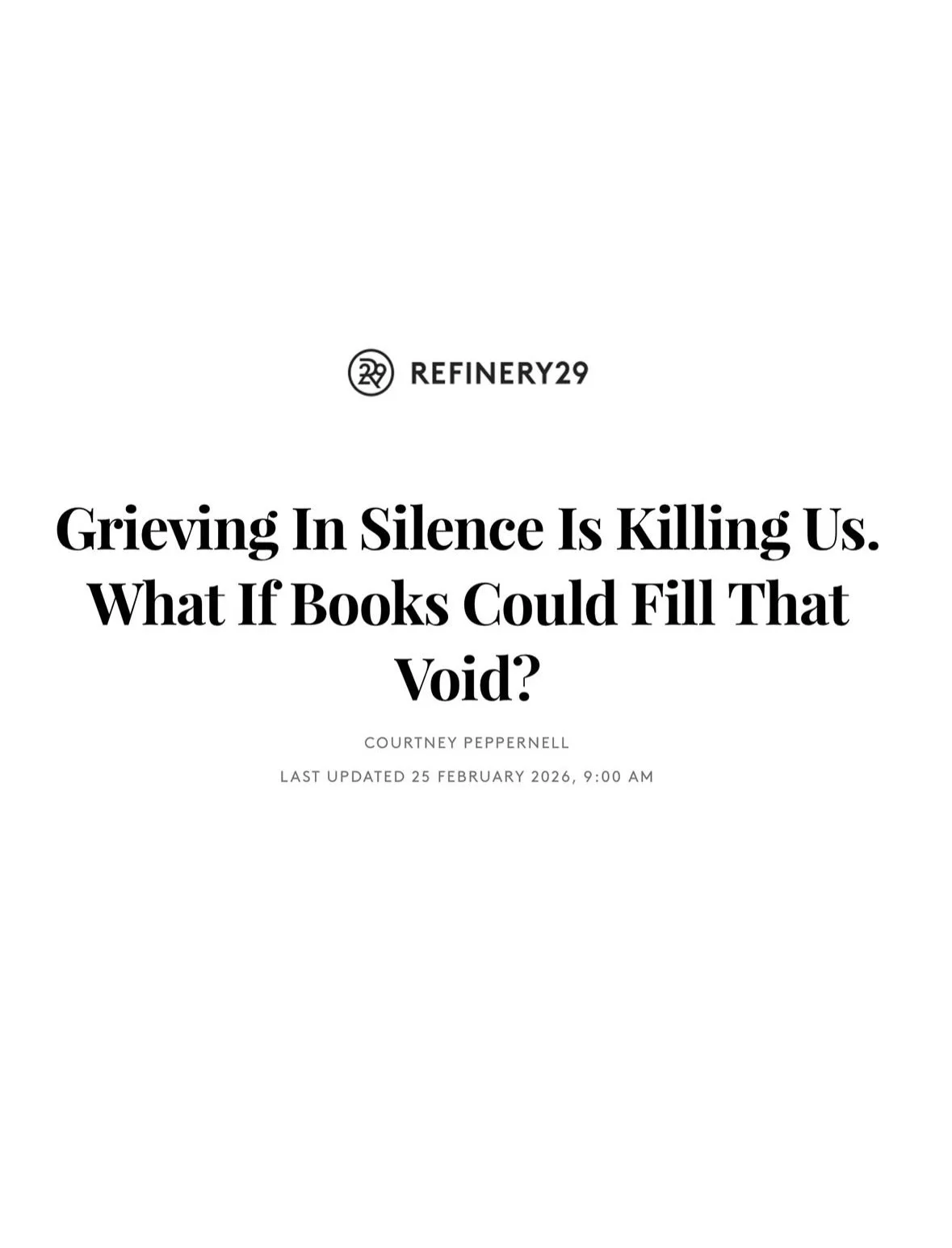 Thank you for having me @refinery29au 💛 I wrote this piece about grief and how it shaped my new book, The Last Poem, and about why books and stories about grief matter, especially when you&rsquo;re trying to make sense of loss. 

You can find the fu
