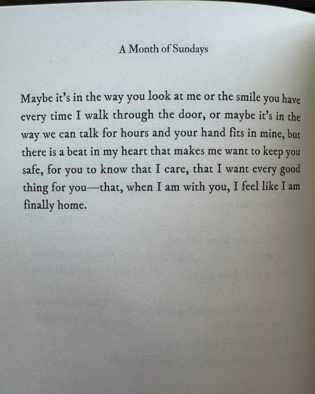 When love feels like home 💛 What makes you feel most at home in a relationship? Send this to someone you love xx

📖 : A Month of Sundays 

#poems #poetry #lovepoem #courtneypeppernell #books