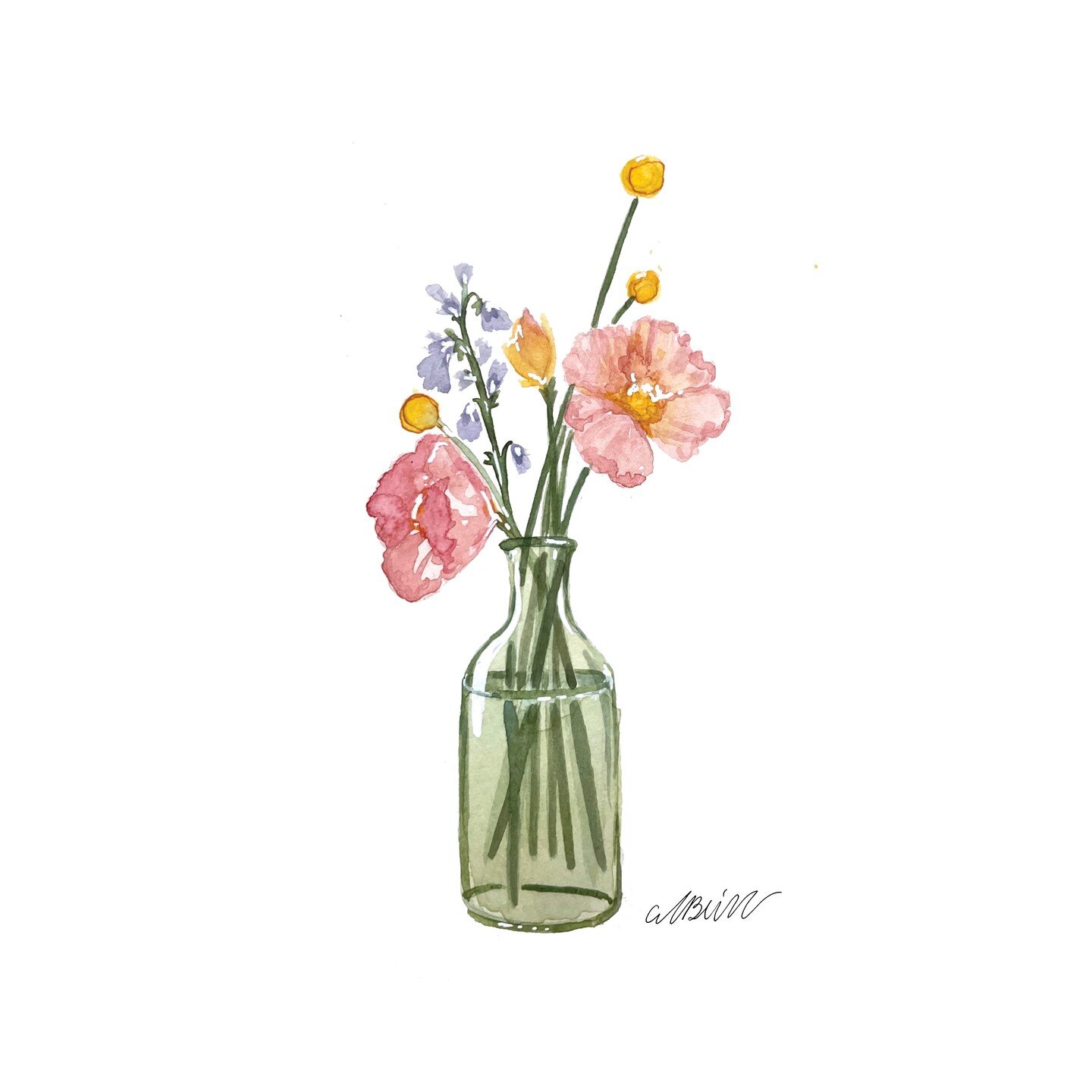 It feels like Summer in Lexington, but the flowers around town say &quot;Spring&quot;!

Bud Vase prints in 5x7 and 8x10 are in the online shop; they're a perfect mini-print for a pop of color! 

#watercolorflowers #spring #budvase #artprint #womanown