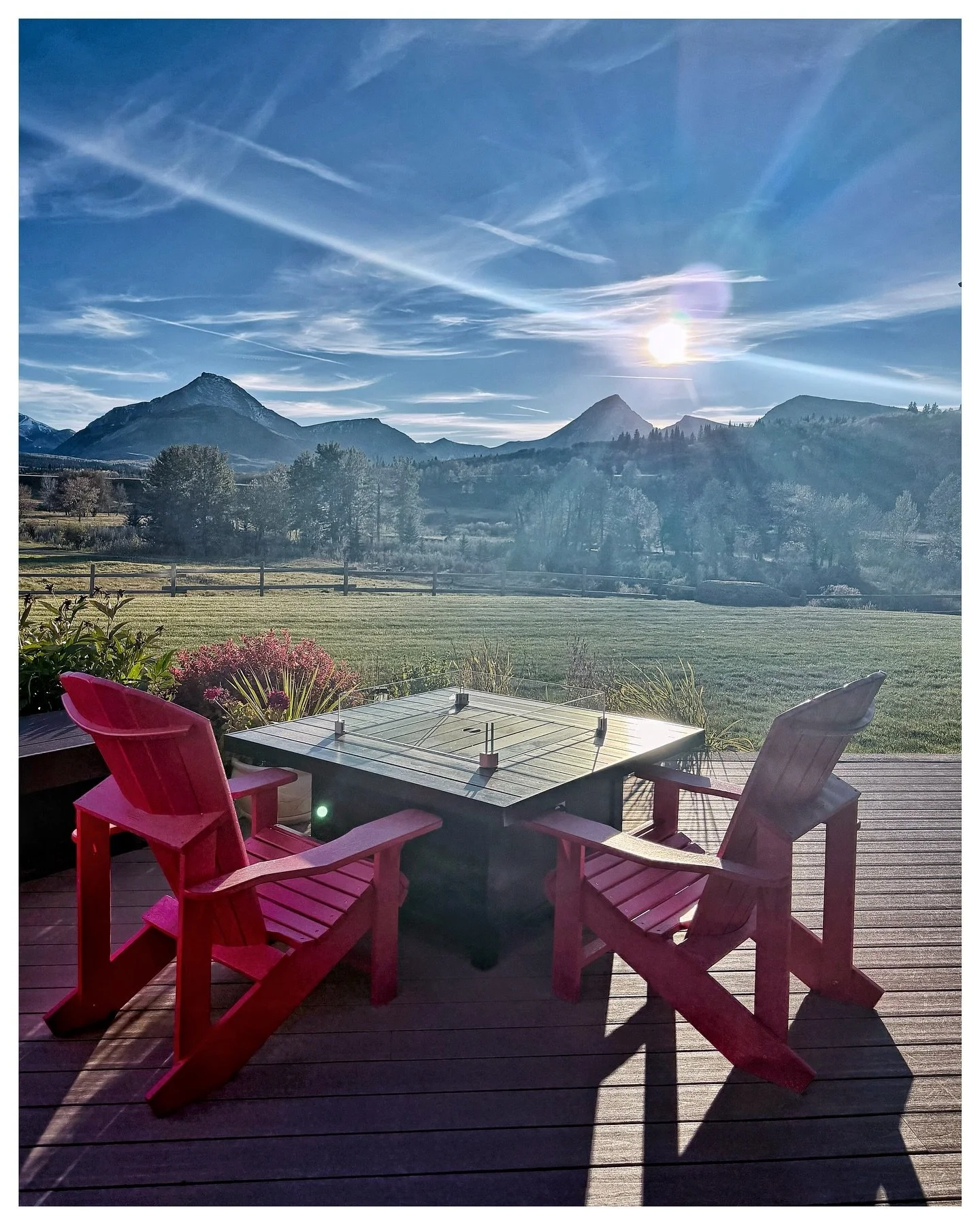 As the sun sets behind the Rockies and golden hour settles over the fire table, time slows and softens.

This is more than a view &mdash; it&rsquo;s curated quiet.

A rustic modern luxurious lodge in a space designed for serenity, seclusion, and soul