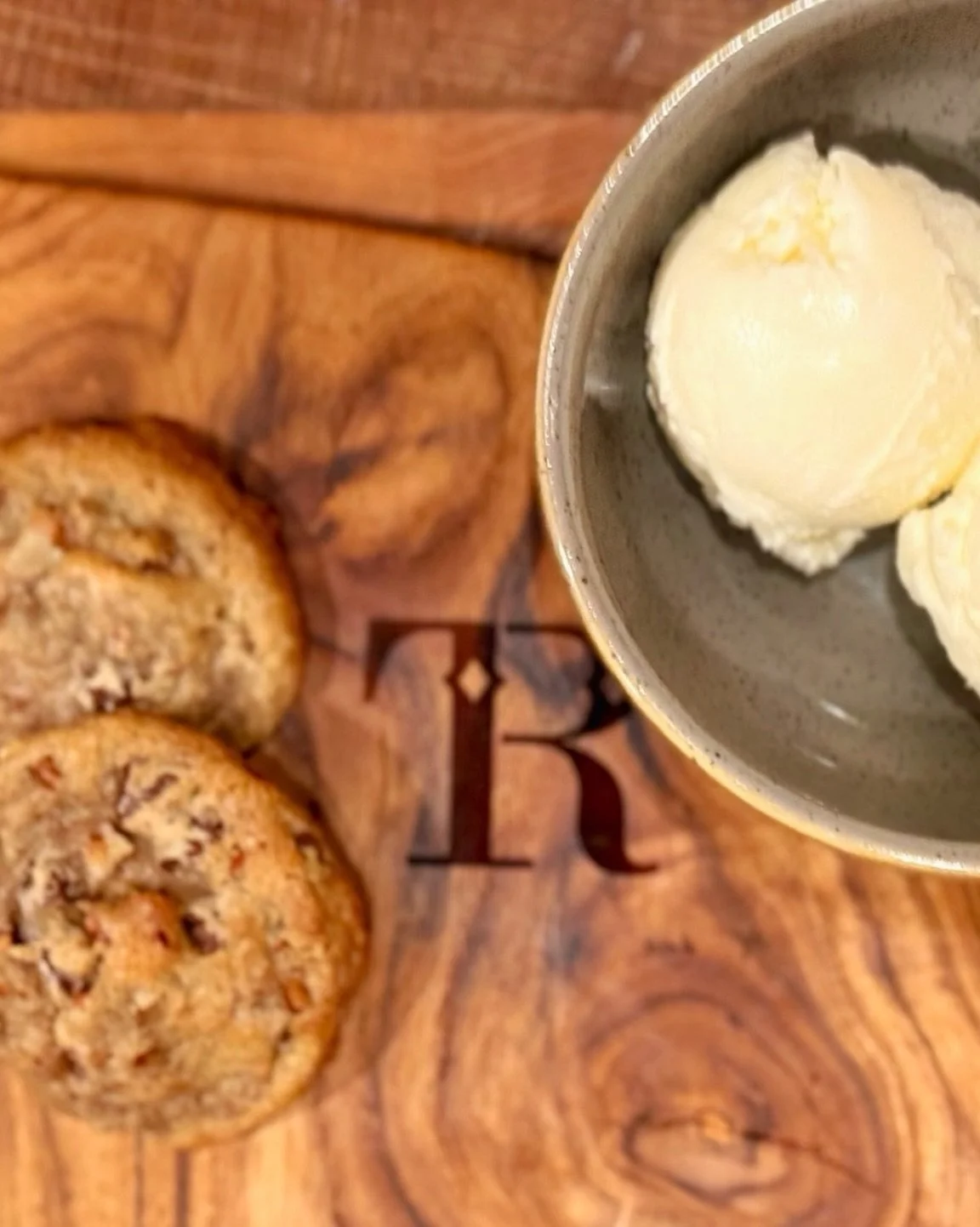 Pecan chocolate chip cookies + ranch-made ice cream 🍪🍨

Made here. Made better.

##HomemadeDessert #RanchMade #MadeFromScratch
#PecanChocolateChip CookieAndIceCream
FarmToScoop SweetTreat JustWhatINeeded