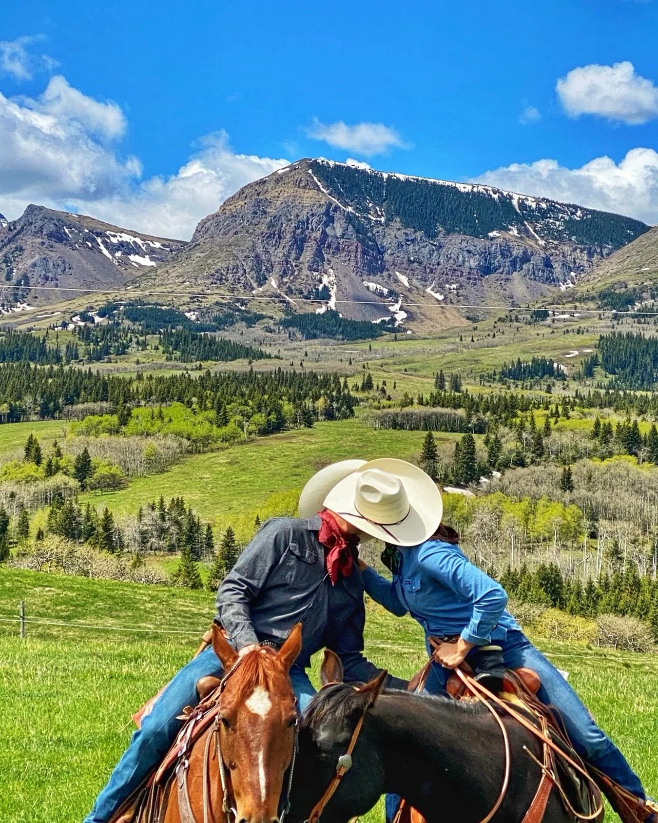 Riding into forever together 🤠🐎

A stolen kiss in the heart of the Canadian Rocky Mountains at Thanksgiving Ranch &mdash; where love feels as wild and free as the view.

#RockyMountainLove #CowboyLife #WesternVibes #AdventureTogether #explorealbert
