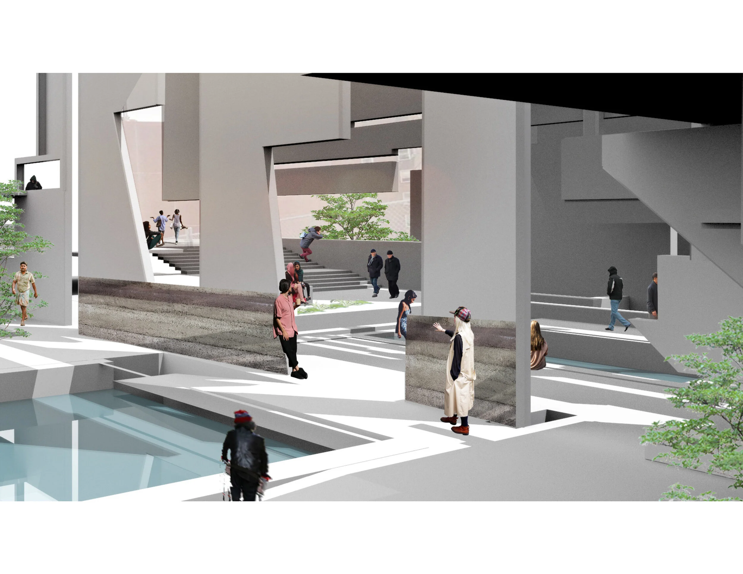   "Veil     To create an alternating presence of light and no light , to fabricate views in the form of sequences of space, both in the vertical and horizontal   