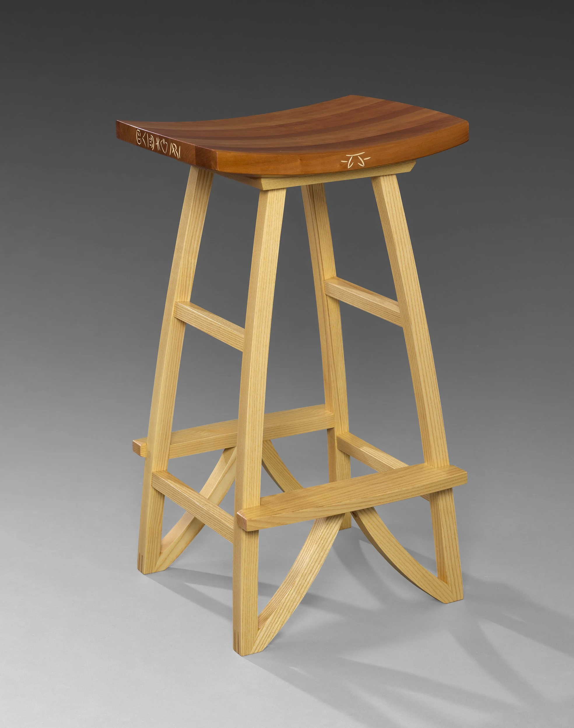Ash Stool with Cherry seat