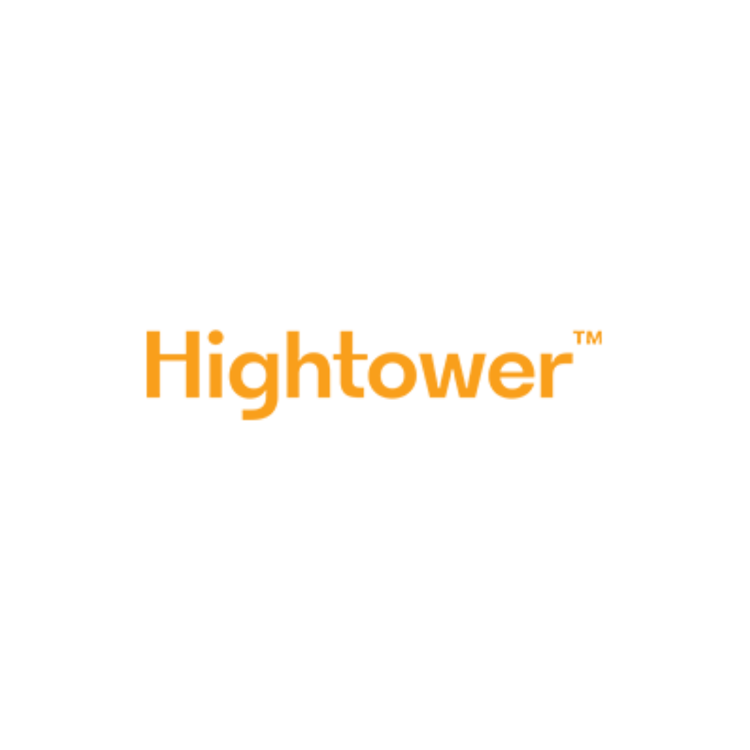 Logo with a black silhouette of a tower and trees, the word 'Hightower' in orange text beneath it, set against a white background.