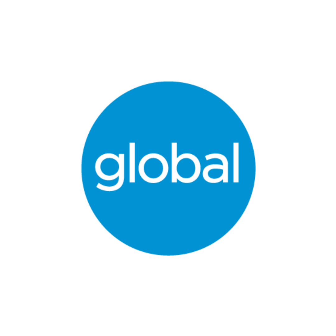 Global logo with a blue circle and white lowercase text