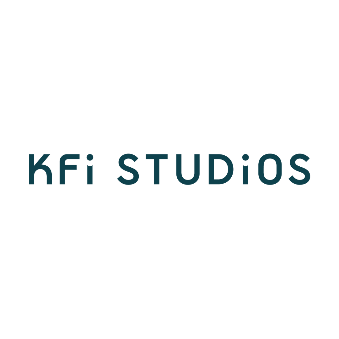 KFI Studios logo featuring stylized black owl graphic and the text "KFI Studios" in blue.