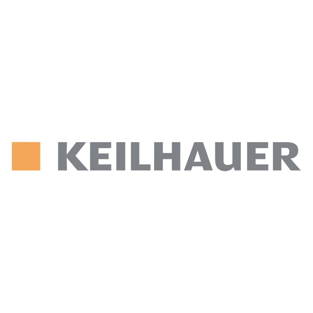 Keilhauer logo with a black background, an orange square on the left, and the text 'KEILHAUER' in grey uppercase letters.