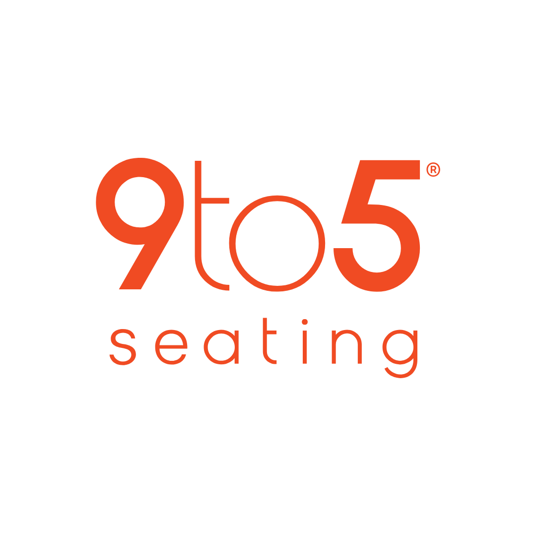 Logo for 9to5 Seating with black background and red text reading '9to5 seating'