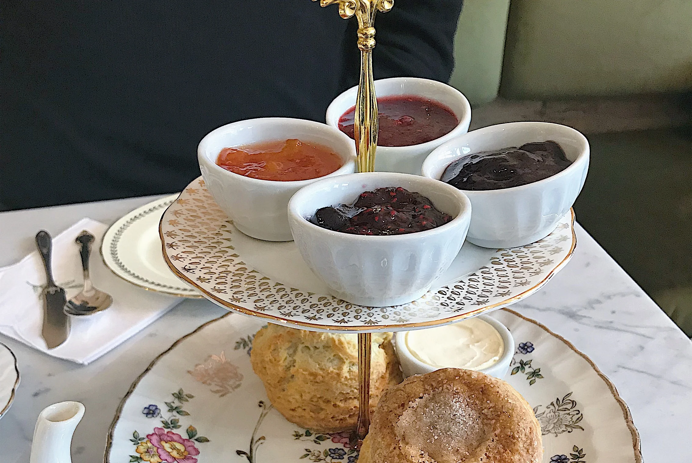 From left to right: Sunshine Peach, Strawberry, Raspberry & Cream, Damson Plum & Earl Grey, and Raspberry & Black Currant