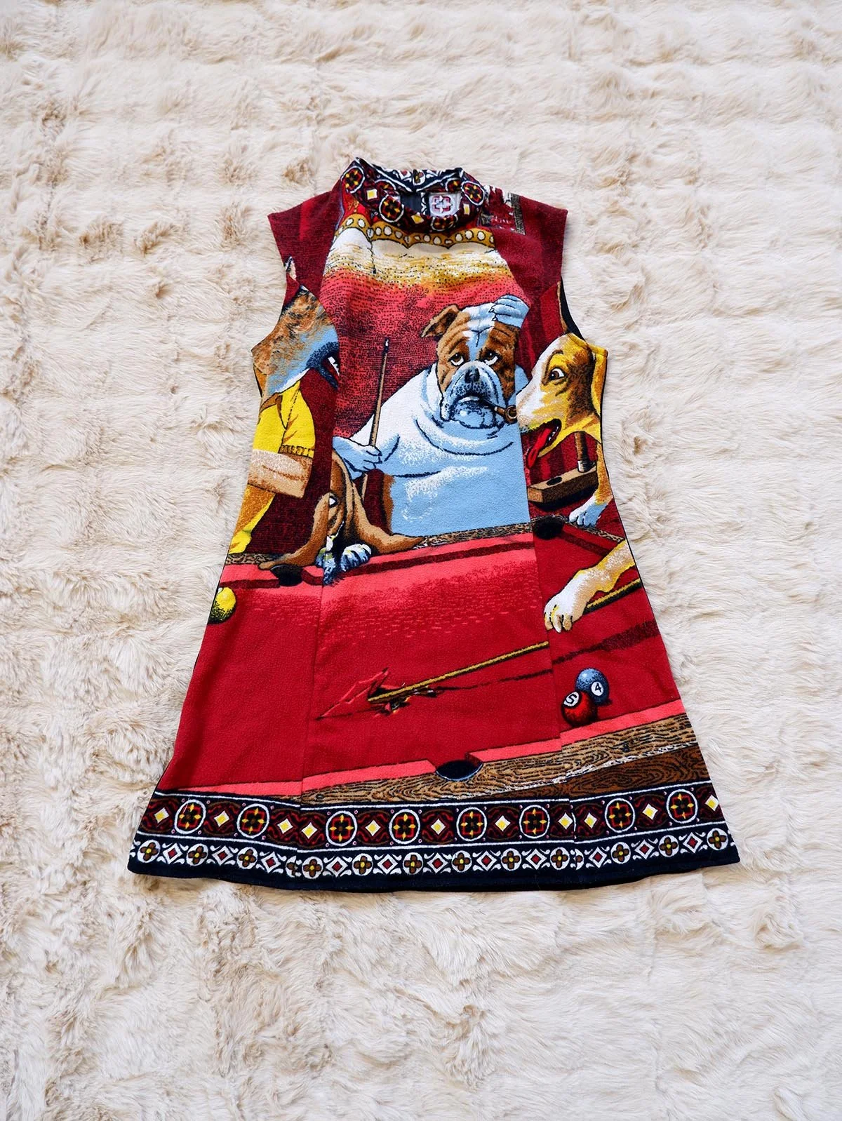 Dogs Playing Poker + Pool Tapestry Dresses