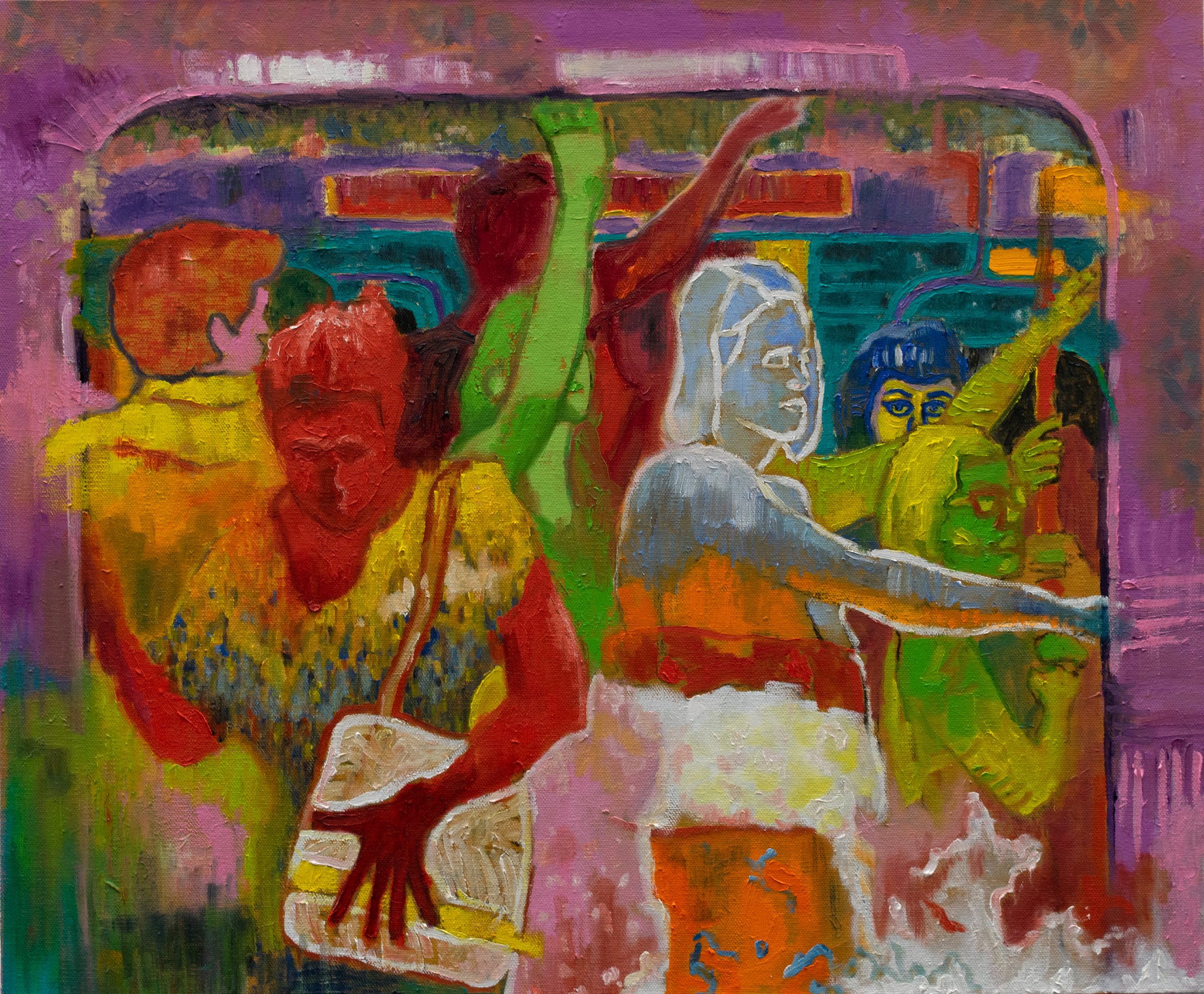 Social Hour, 20 x 24, oil on canvas, 2024