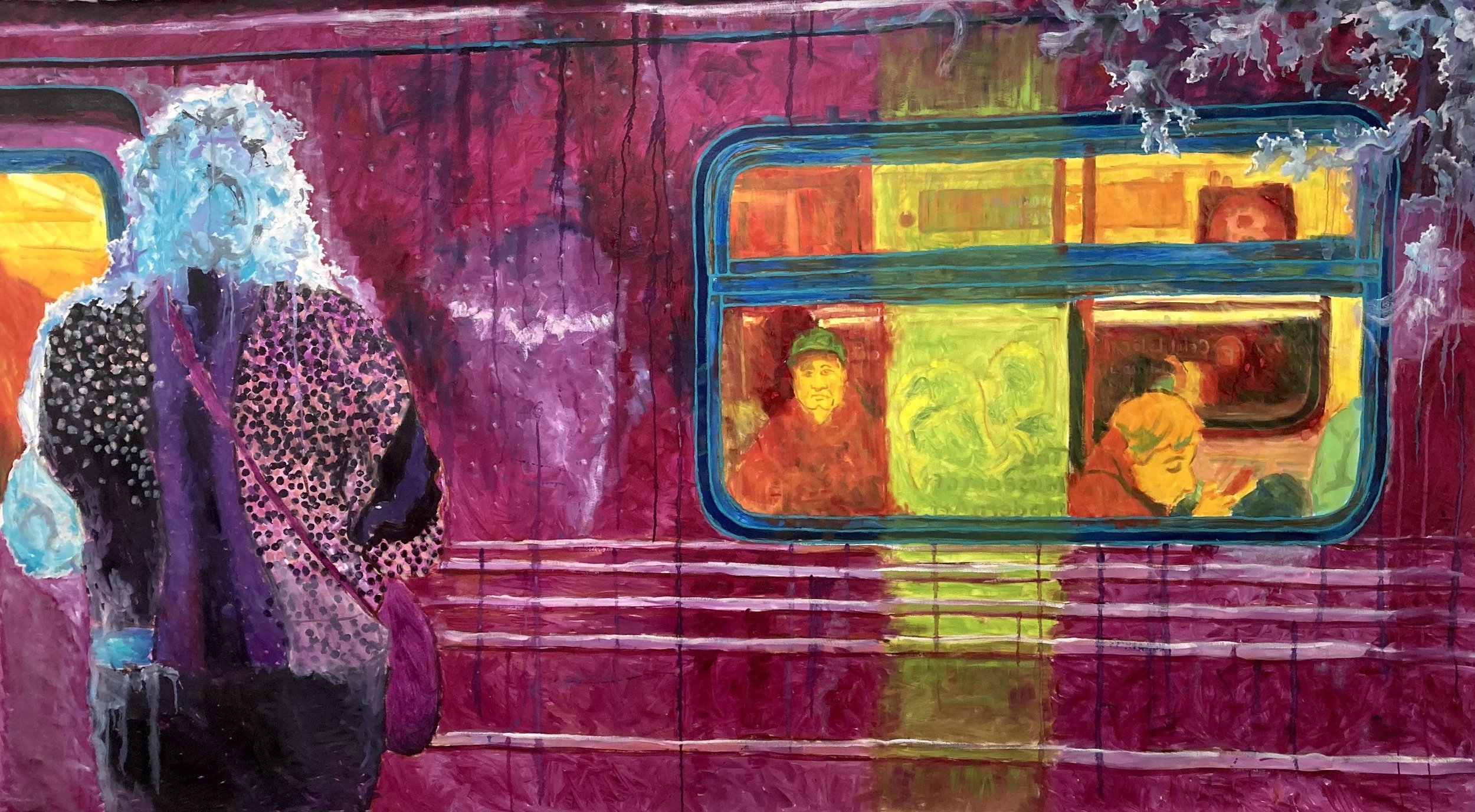 Brief Connection, 48 x 72 inches, oil on un-stretched canvas, 2024