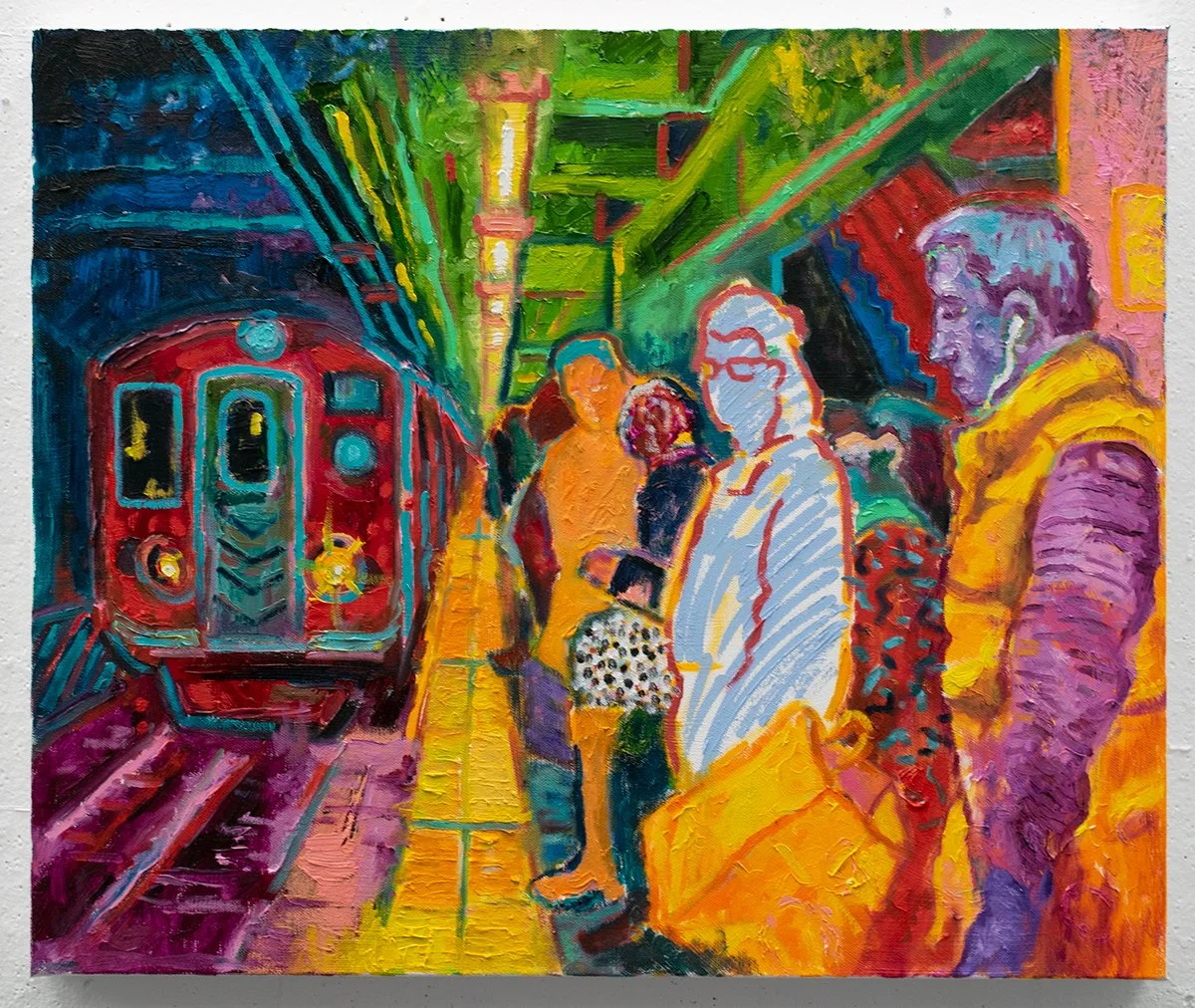 Waiting for a Train, Oil on Canvas, 20 x 24 inches, 2024