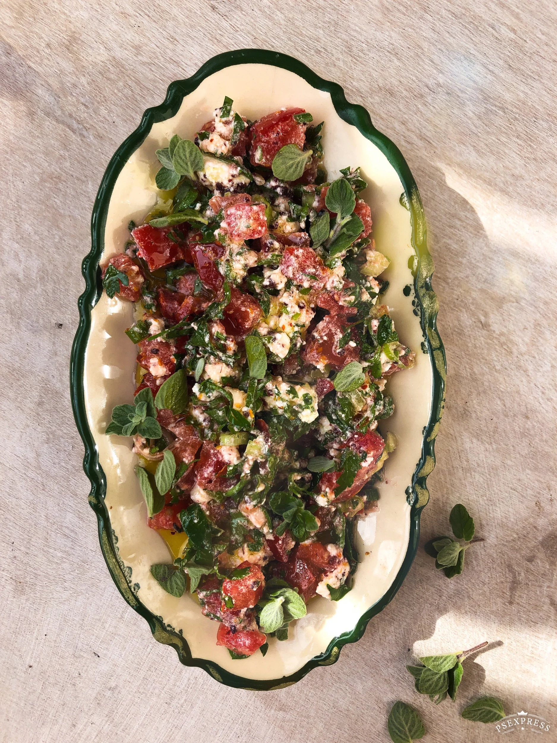 A kind of shankleesh salad with za’atar