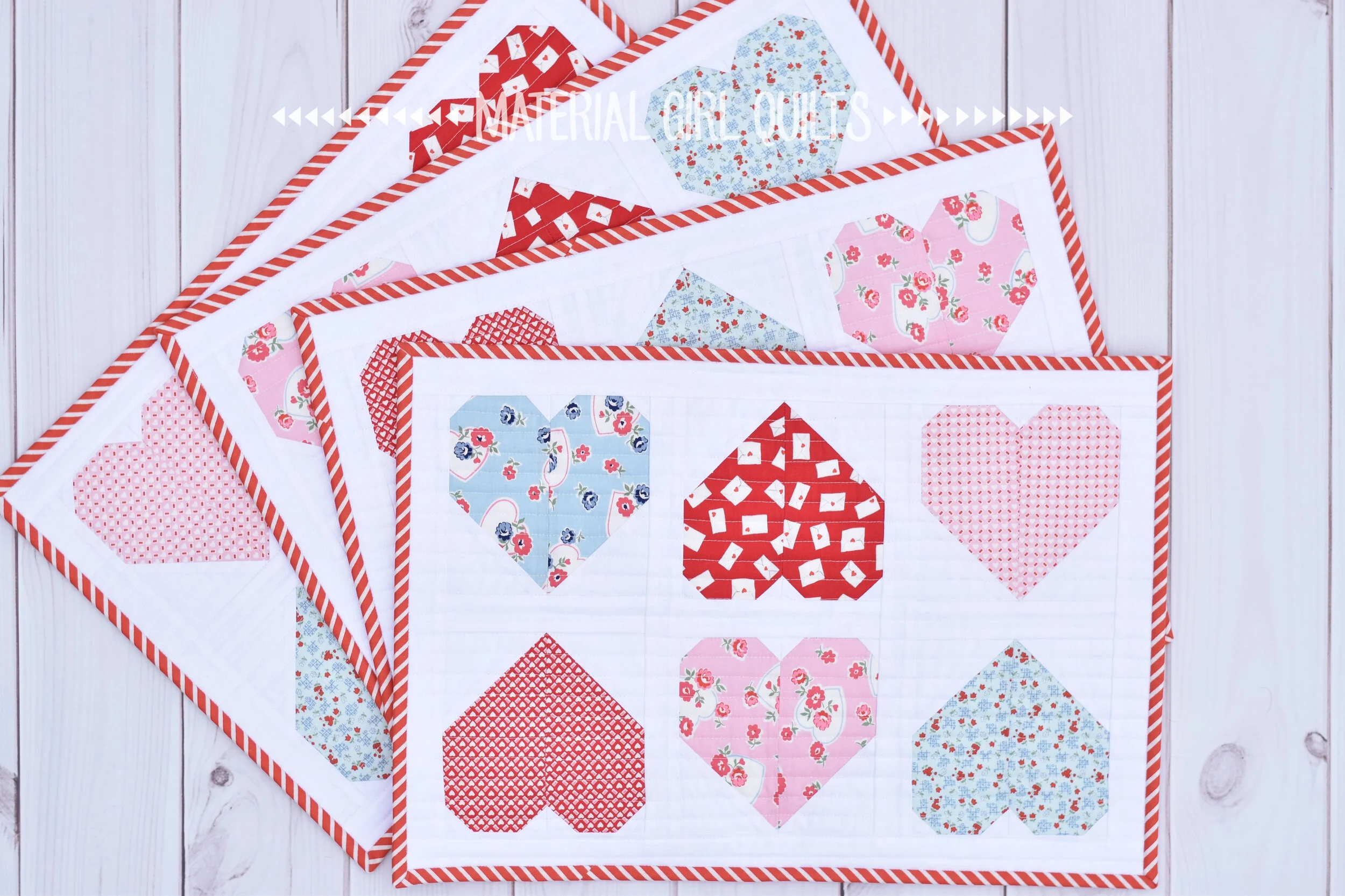 Sweetheart Valentine Placemats {a free pattern!!} — Material Girl Quilts