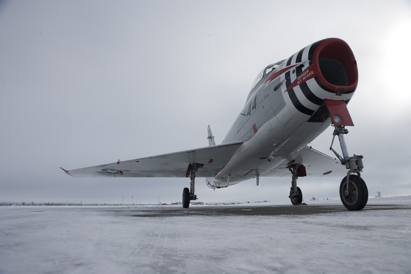 North American FJ-4 Fury on snowy runway