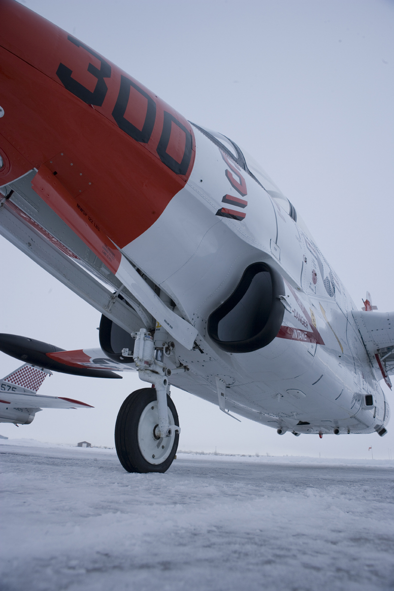 North American T-2 Buckeye on snowy runway