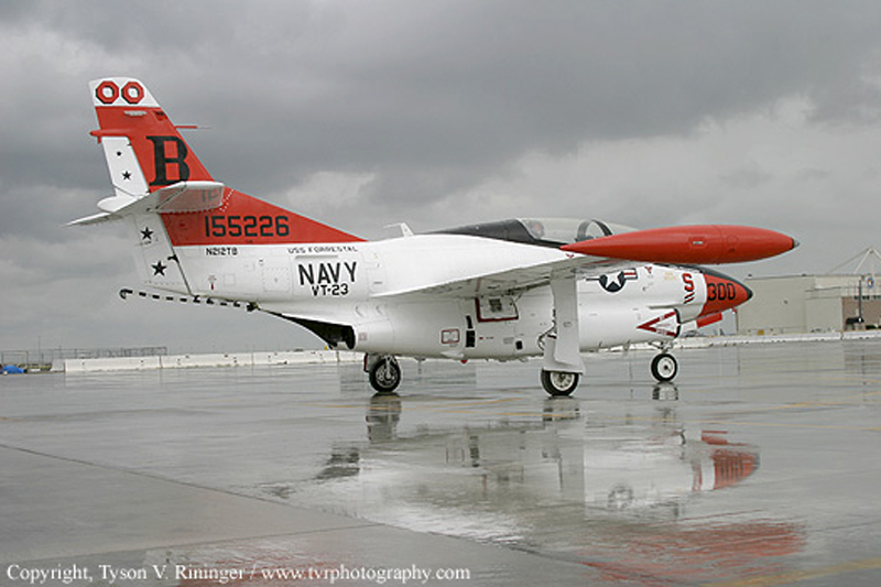 North American T-2 Buckeye wet runway