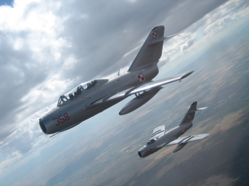 two Mikoyan-Gurevich MiG-15's flying