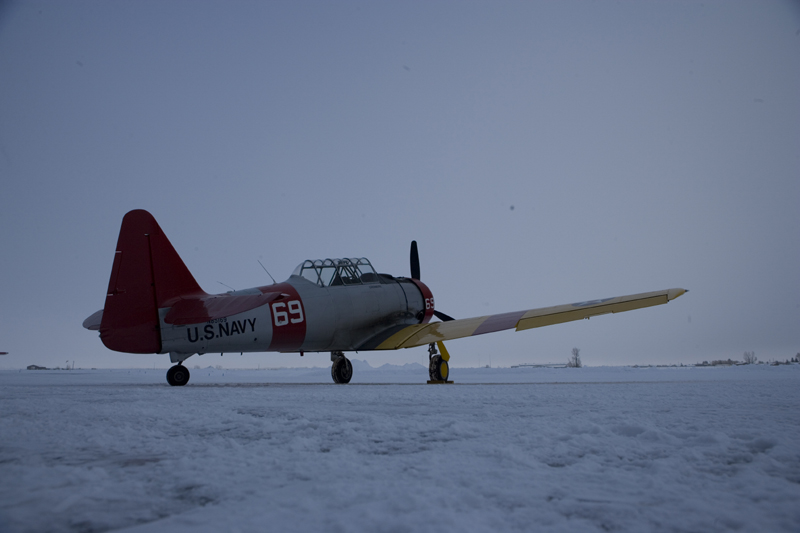  North American T-6 Texan SNJ on snowy runway